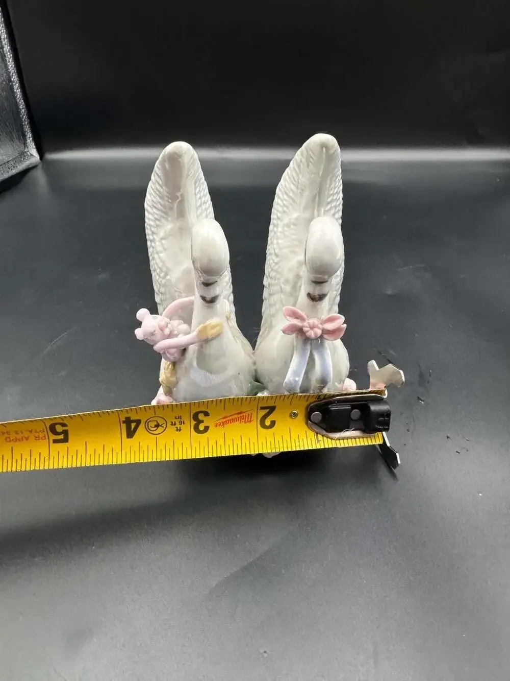 Vintage Porcelain Swan Bud Vases Set of 2 - 6